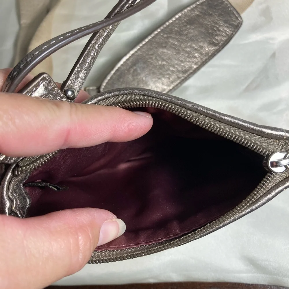 Coach Stylish Metallic Crossbody Bag and wristlet with dust bag